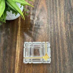 Crystal clear trinket  jewelry box gold butterfly etched design